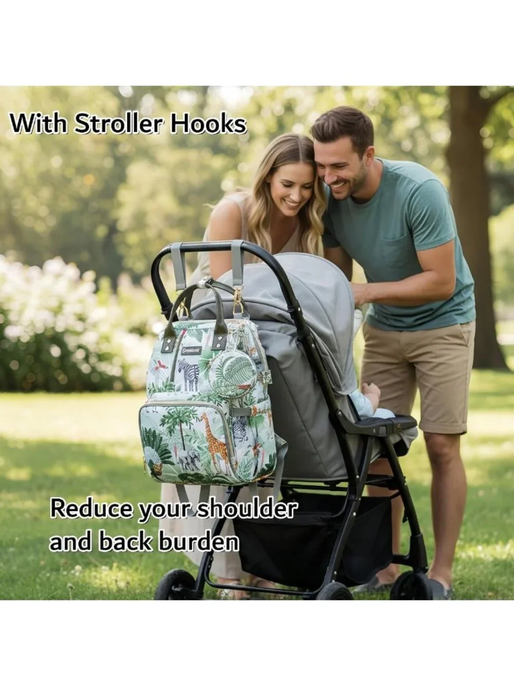 Stylish Tactical Diaper Backpack for Parents with USB Port & Animal Print Design
